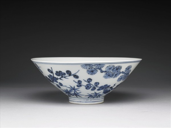 青花歲寒三友圖碗