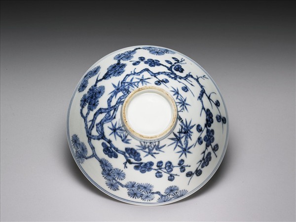 青花歲寒三友圖碗