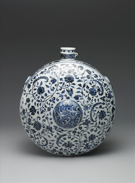 青花花卉紋扁壺