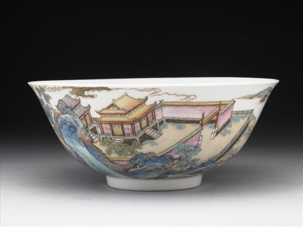 琺瑯彩山水樓閣碗