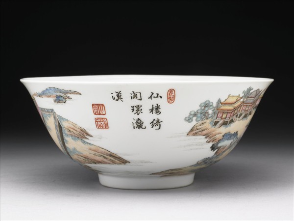 琺瑯彩山水樓閣碗