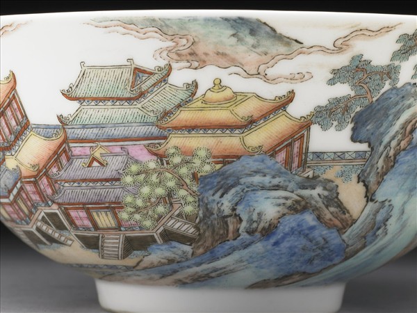 琺瑯彩山水樓閣碗