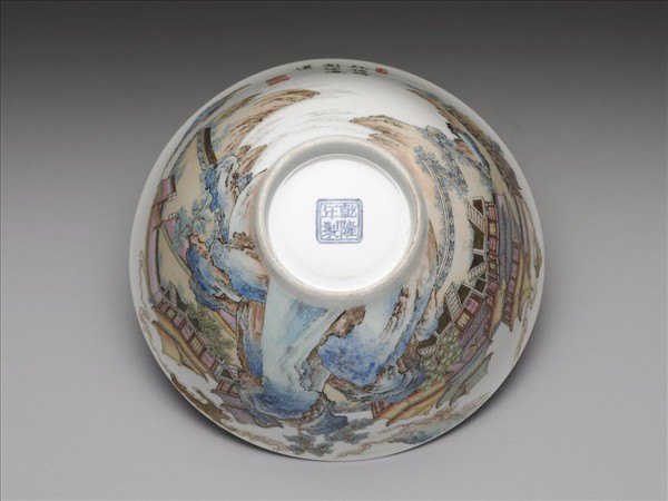 琺瑯彩山水樓閣碗