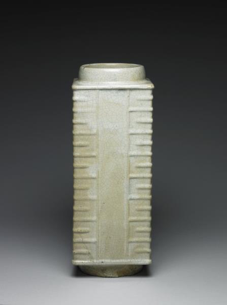 廣窯 白釉琮式瓶
