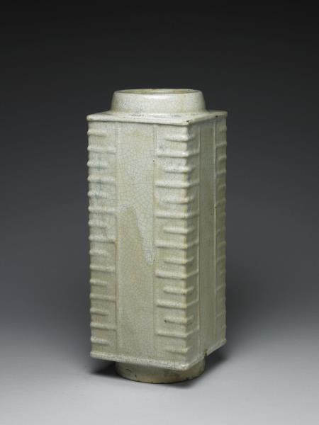 廣窯 白釉琮式瓶