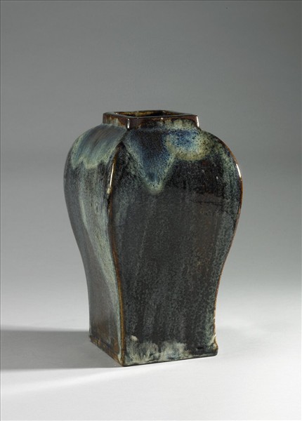 廣窯 天藍窯變鱔魚青方壺