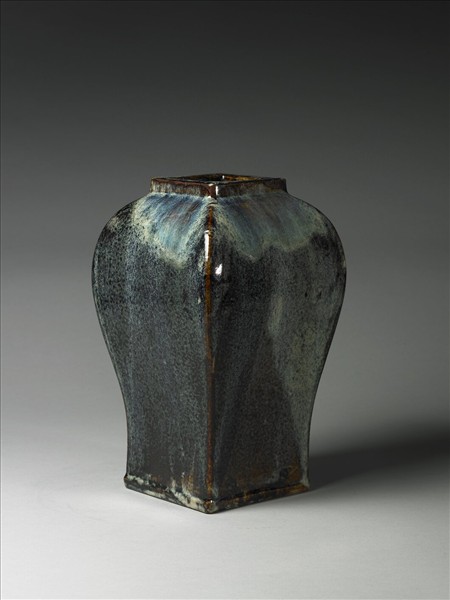 廣窯 天藍窯變鱔魚青方壺