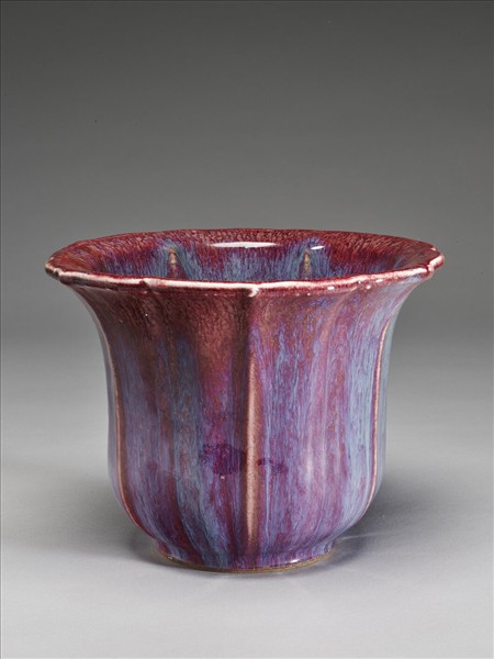 仿鈞釉蓮花式花盆