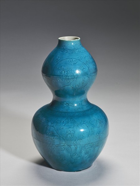 孔雀綠八寶番蓮葫蘆瓶