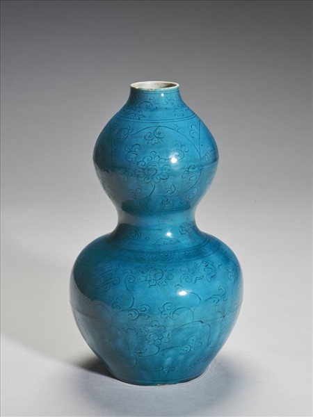 孔雀綠八寶番蓮葫蘆瓶