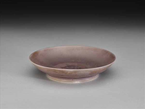 茄皮紫釉石榴紋盤