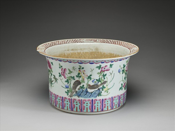 粉彩花鳥紋花盆