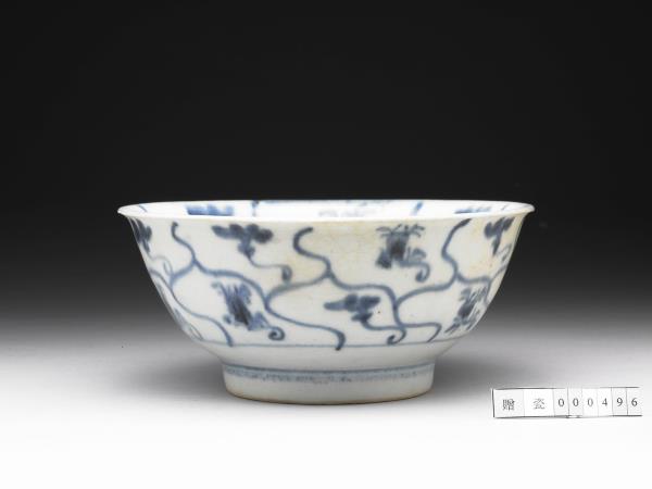 青花靈芝花卉紋碗