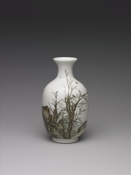 琺瑯彩農耕圖瓶