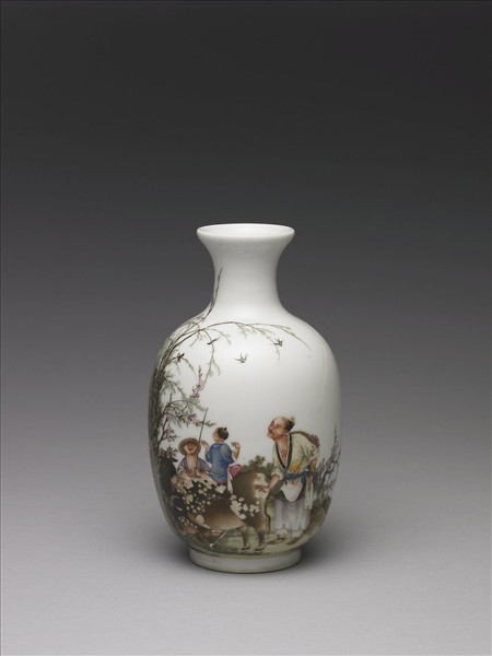 琺瑯彩農耕圖瓶