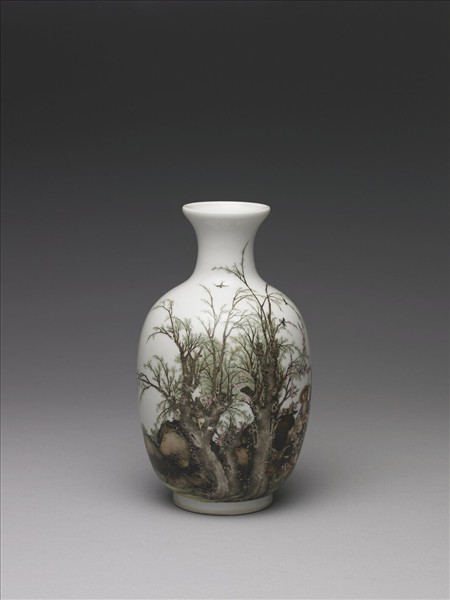 琺瑯彩農耕圖瓶