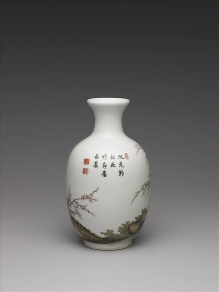 琺瑯彩農耕圖瓶