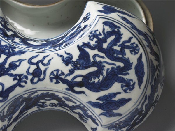 青花雲龍紋銀錠式盒