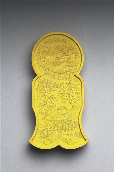 御製西湖名勝圖詩「花港觀魚」墨