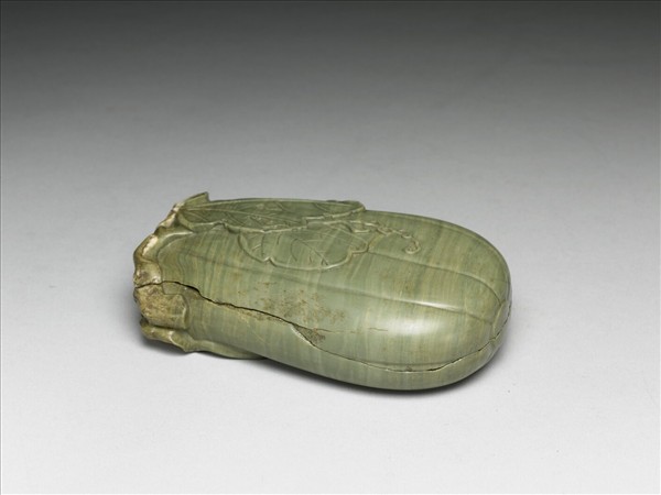 松花石甘瓜石函硯