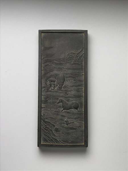 三獸渡河圖方墨