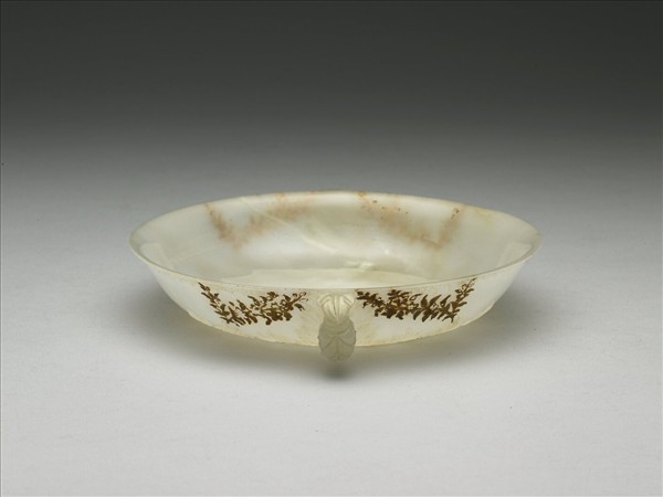 玉平口花蕾形雙柄碗