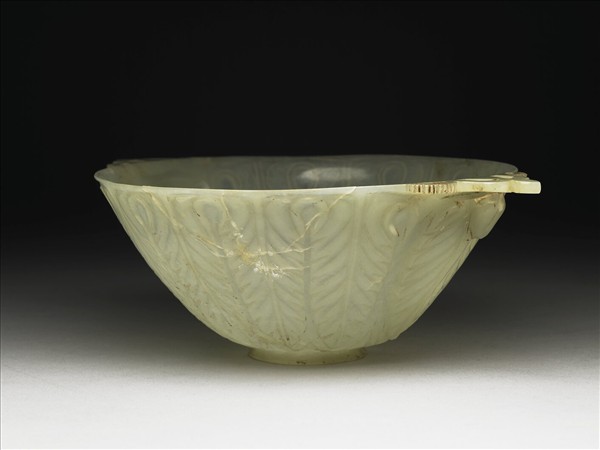 玉三角形雙柄碗