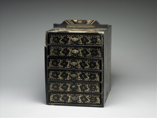 黑地描金漆龍紋匣