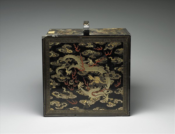 黑地描金漆龍紋匣