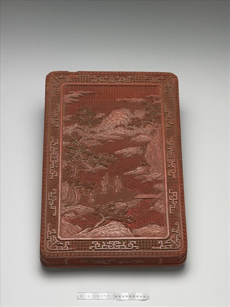 剔紅山水人物紋長方盒