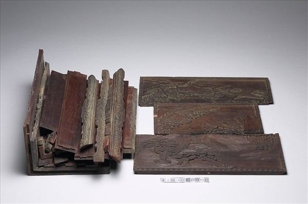 紫檀松林山水紋木盒