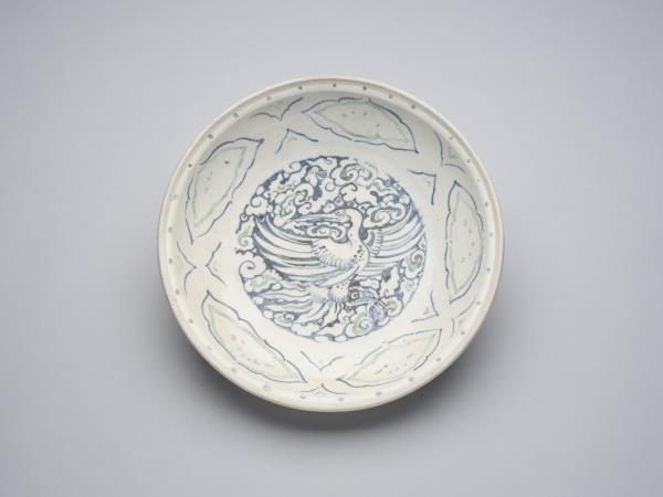 越南青花加彩鳳凰盤