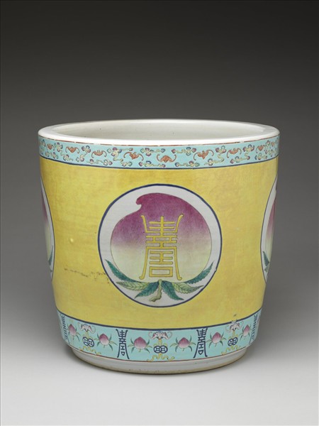 粉彩福壽紋花盆