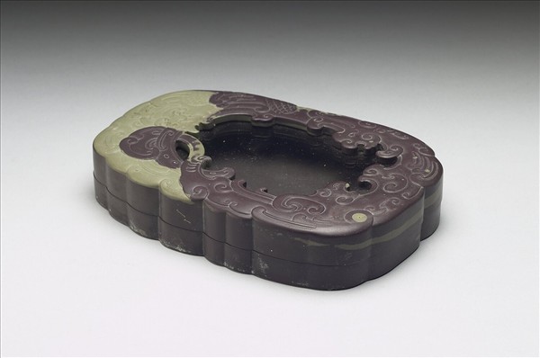 松花石龍鳳硯盒