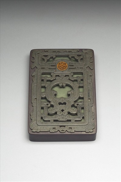 松花石慶壽硯盒