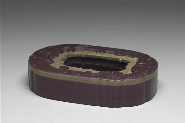 松花石嵌玻璃夔鳳硯