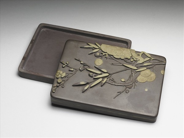 松花石歲寒三友圖硯盒