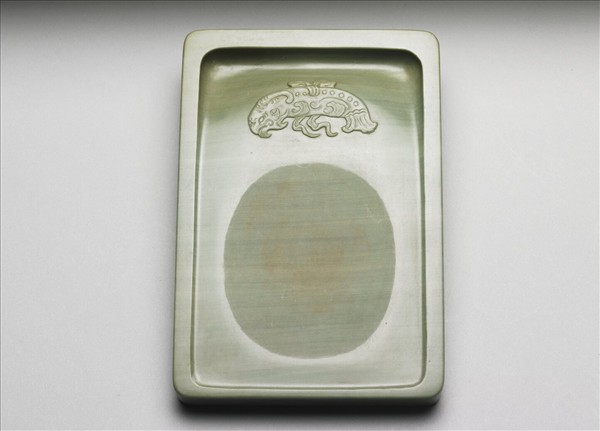 松花石龍鳳紋硯