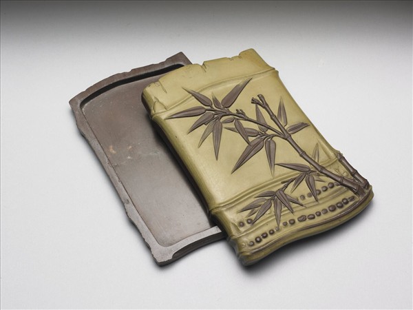 松花石竹節硯盒