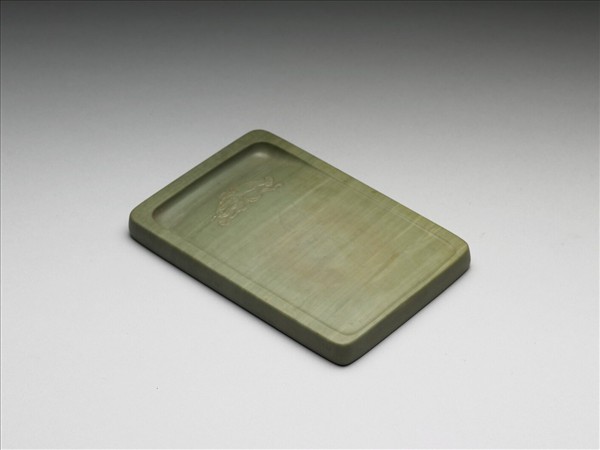 雙鳳紋松花石硯