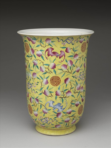 粉彩福壽紋花盆