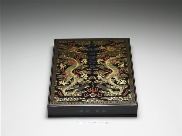 黑漆描金龍紋嵌螺鈿「御製耕圖詩墨」盒