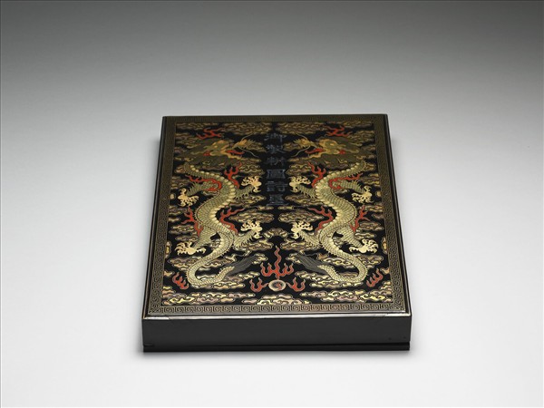 黑漆描金龍紋嵌螺鈿「御製耕圖詩墨」盒