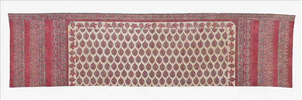 印度 白地鳥禽花卉紋繪染布