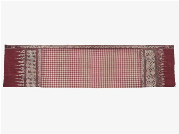 印度 茜地格子頓邦紋繪染布