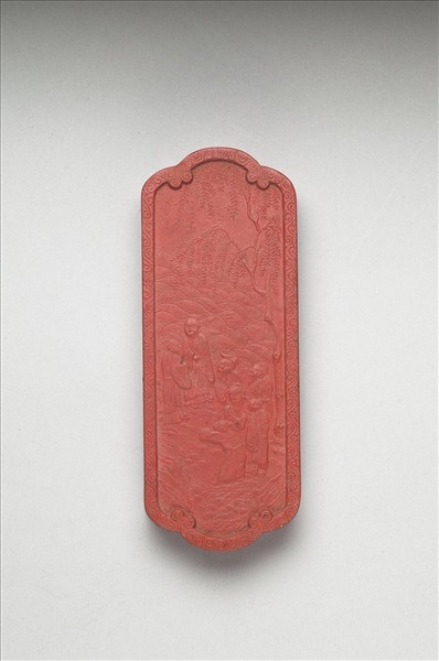 「五老遊河」硃墨