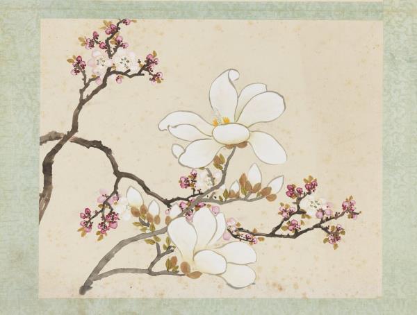 清沈振麟繪十二月花神　冊　杏花辛夷