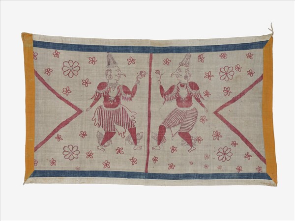 印度 白地人物繪染儀式掛布