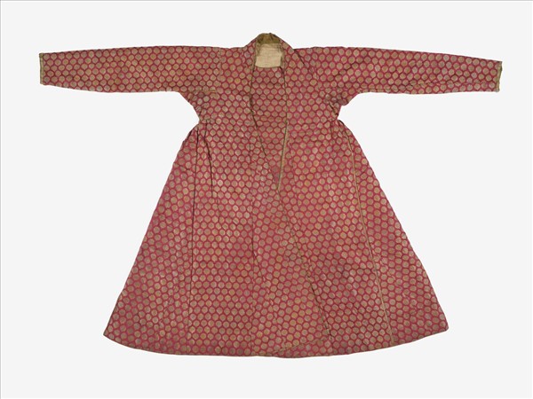 印度 紅地圓領織金長衣