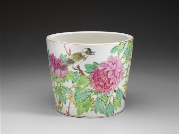 粉彩富貴白頭圖花盆